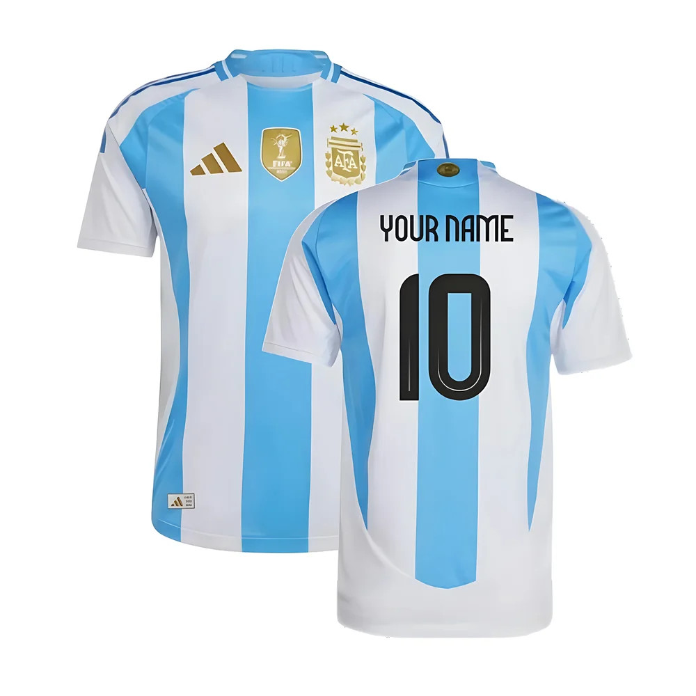 '24-'25 Argentina Authentic Home Shirt (Your Name) Polyester Made By: Adidas Men's Blue Extra Small