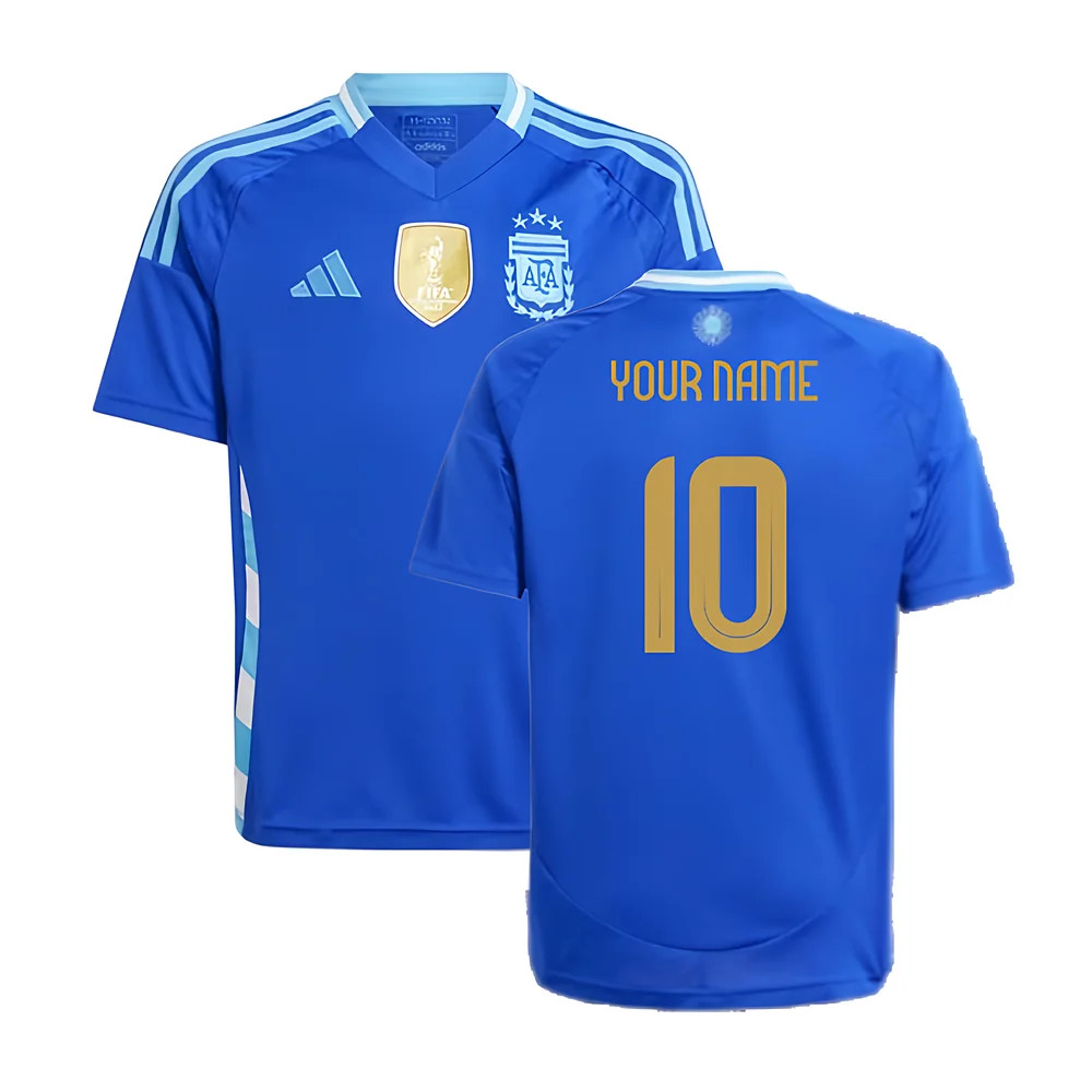 '24-'25 Argentina Away Shirt (Kids) (Your Name) Polyester Made By: Adidas Unisex Kids Blue Size 11-12