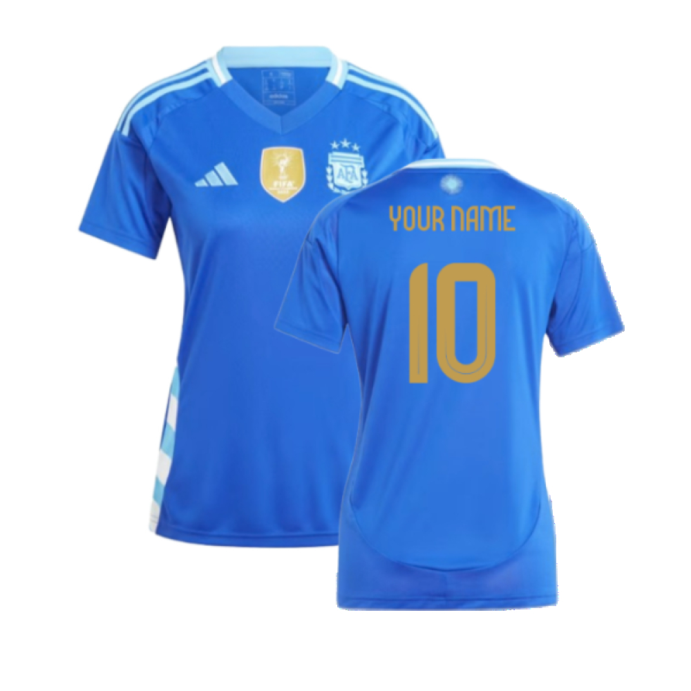 '24-'25 Argentina Away Shirt () (Your Name) Polyester Made By: Adidas Women's Blue Small