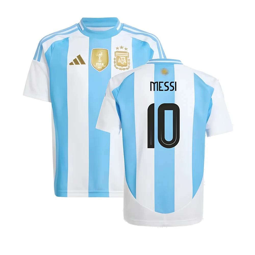 '24-'25 Argentina Home Shirt (Kids) (Messi 10) 13-14 Polyester Lionel Messi Made By: Adidas Unisex Kids White Size 15-16