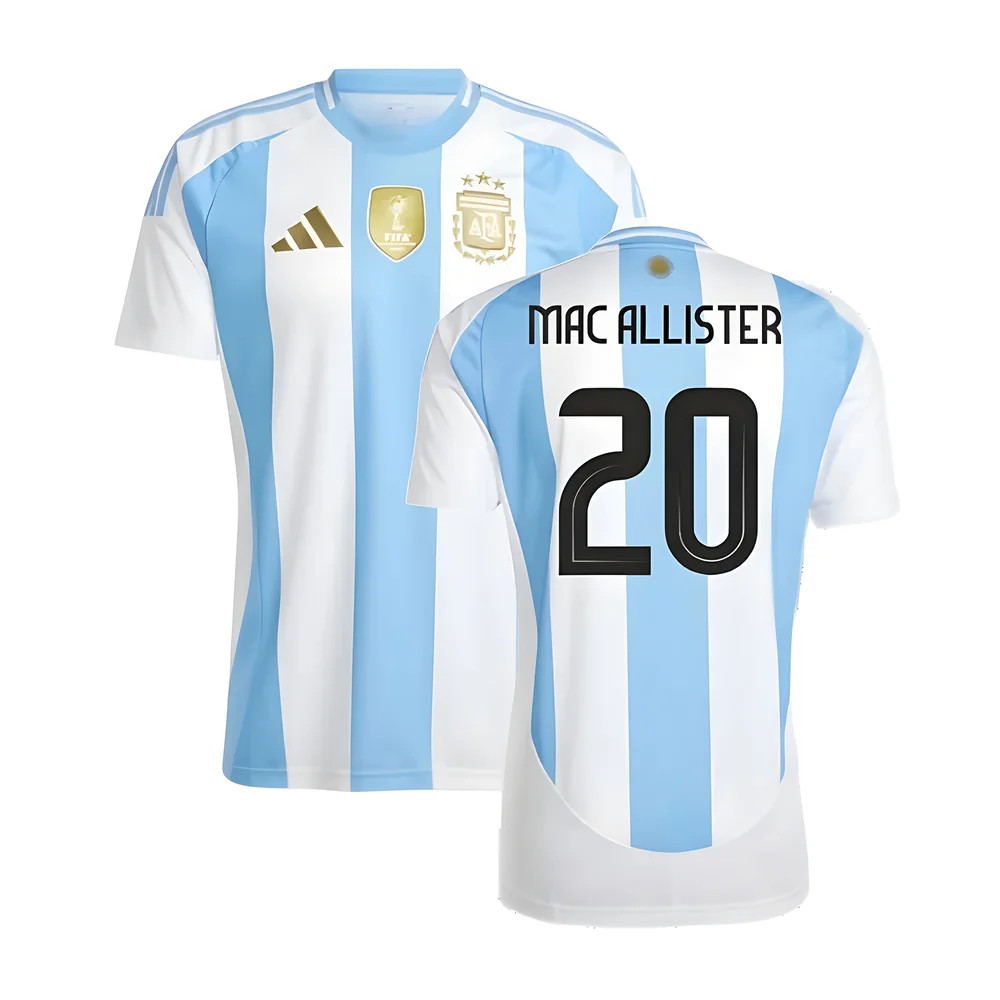 '24-'25 Argentina Home Shirt (Mac Allister 20) Polyester Alexis Mac Allister Made By: Adidas Men's White Extra Large