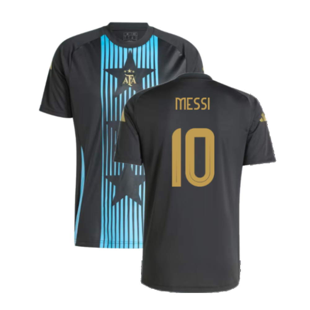 '24-'25 Argentina Pre-Match Shirt (Black) (Messi 10) Polyester Lionel Messi Made By: Adidas Men's Black Small