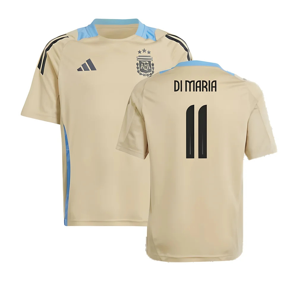 '24-'25 Argentina Training Jersey (Hazy ) - Kids (Di Maria 11) Polyester Angel Di Maria Made By: Adidas Unisex Kids Beige Size 9-10