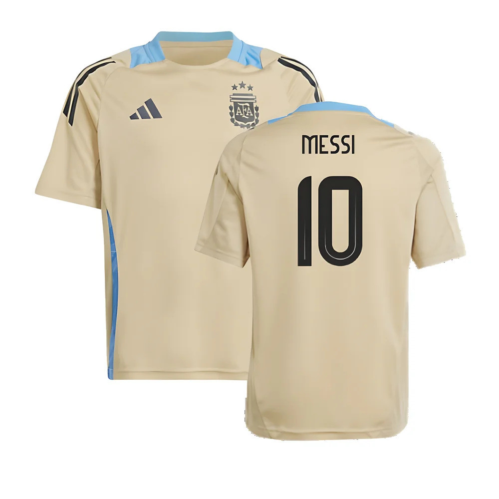 '24-'25 Argentina Training Jersey (Hazy ) - Kids (Messi 10) 9-10 Polyester Lionel Messi Made By: Adidas Unisex Kids Beige Size 13-14