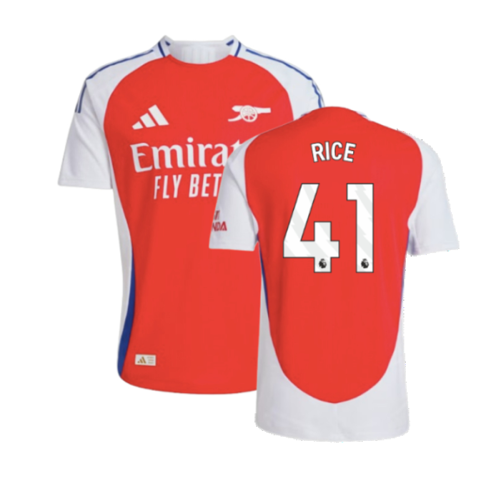 '24-'25 Arsenal Authentic Home Shirt (Rice 41) Polyester Made By: Adidas Men's Red Xxl
