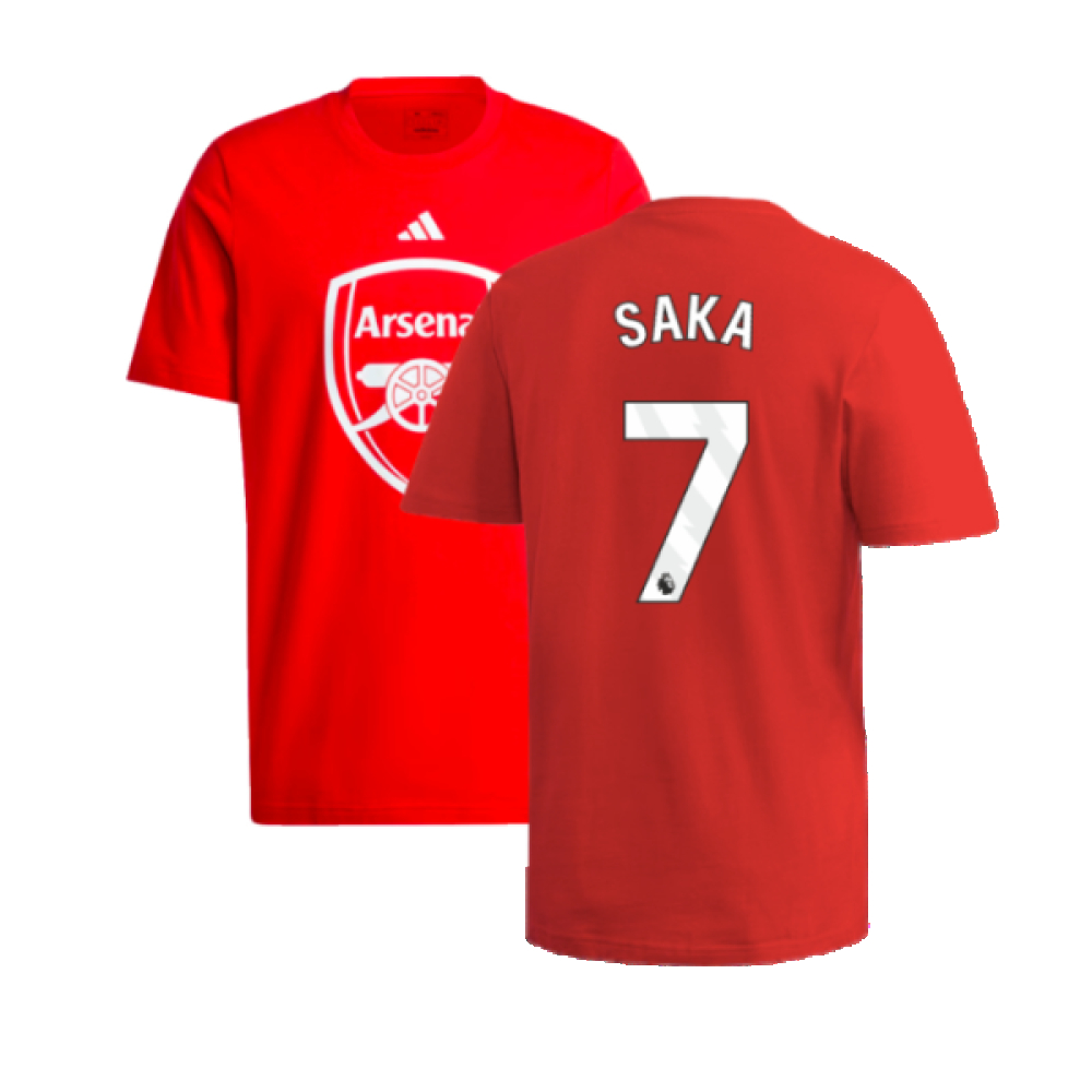 '24-'25 Arsenal Dna Graphic Tee (Red) (Saka 7) Polyester Made By: Adidas Men's Red Small