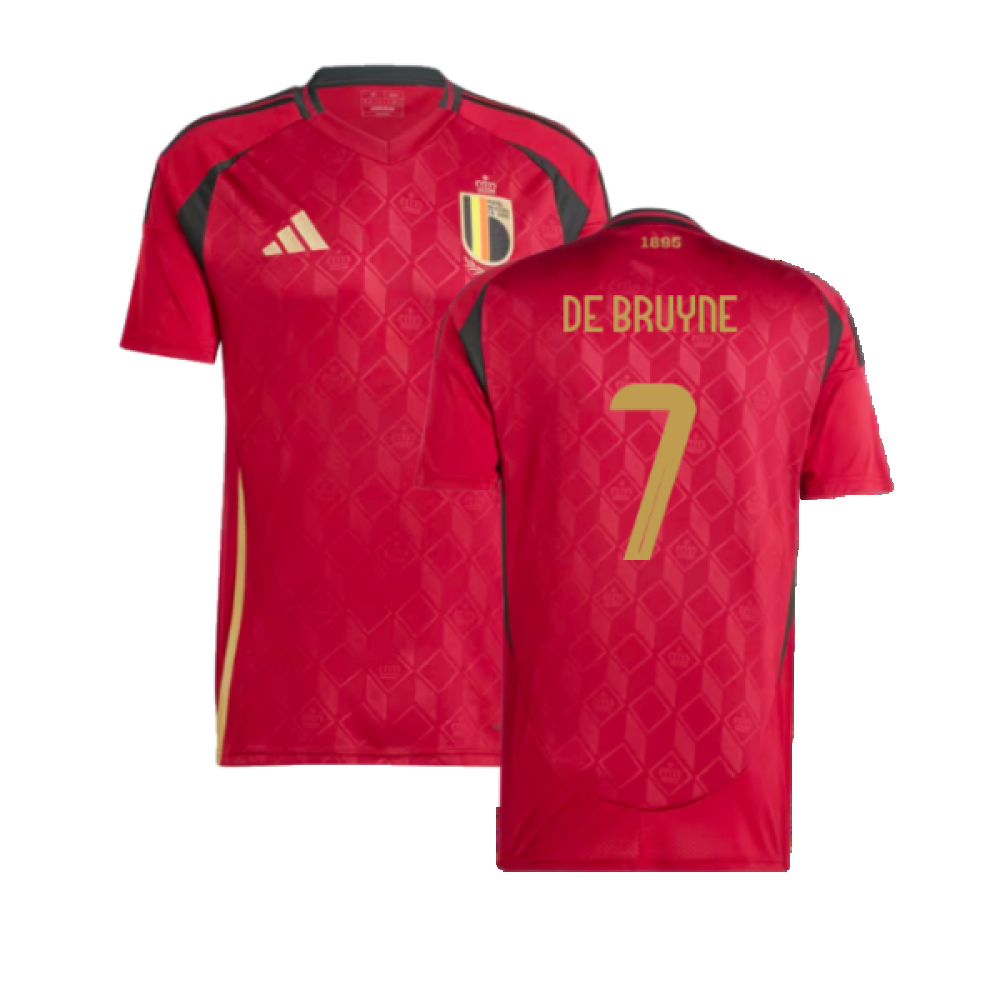'24-'25 Belgium Home Shirt (De Bruyne 7) Polyester Made By: Adidas Men's Red Small