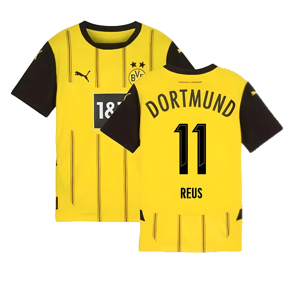 '24-'25 Borussia Dortmund Home Shirt (Kids) (Reus 11) Polyester Made By: Puma Unisex Kids Yellow Size 7-8