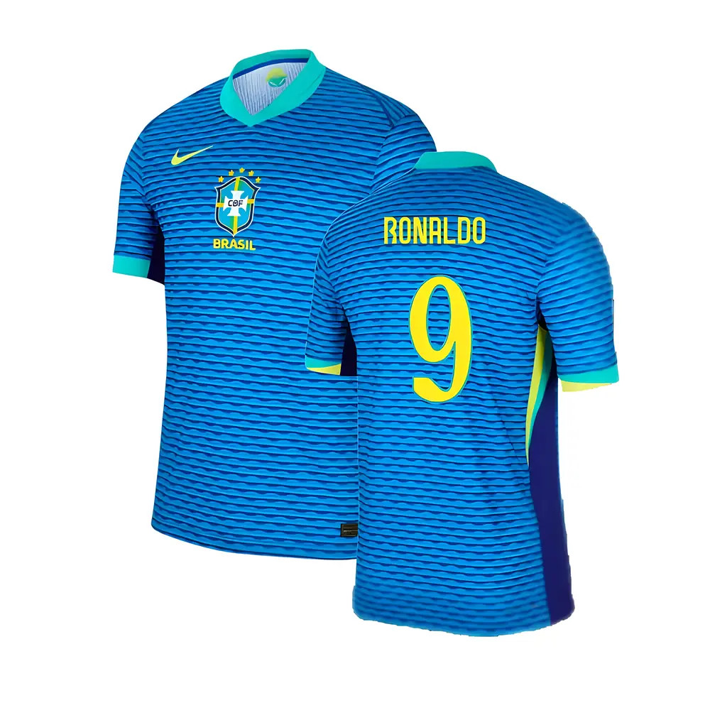 '24-'25 Brazil Away Dri-Fit Adv Match Shirt (Ronaldo 9) Polyester Made By: Nike Men's Blue Xxl