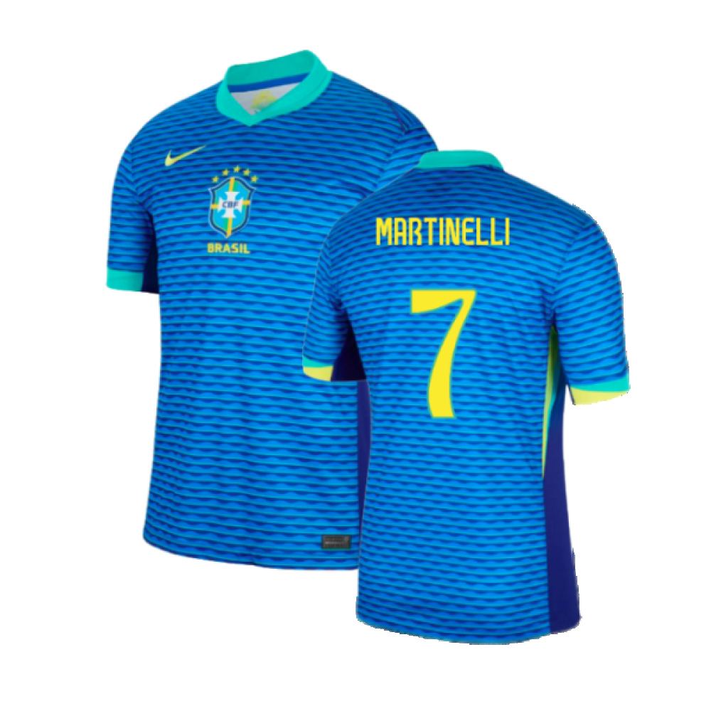 '24-'25 Brazil Away Shirt (Martinelli 7) Polyester Made By: Nike Men's Blue Extra Large