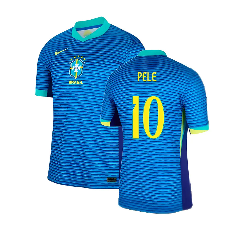 '24-'25 Brazil Away Shirt (Pele 10) Polyester Made By: Nike Men's Blue Xxl