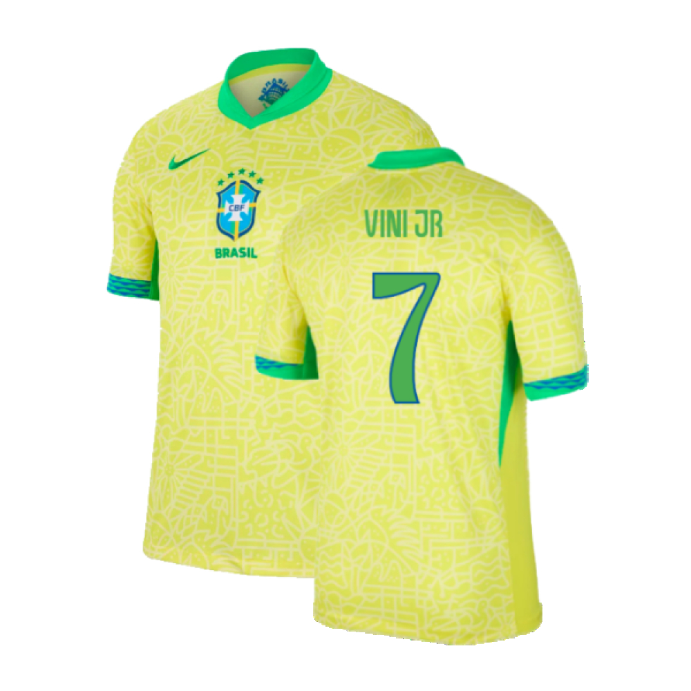 '24-'25 Brazil Home Shirt (Vini Jr 7) Polyester Vinicius Junior Made By: Nike Men's Yellow Xxl