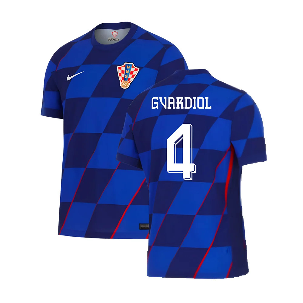 '24-'25 Croatia Away Shirt (Gvardiol 4) Polyester Made By: Nike Men's Blue Small
