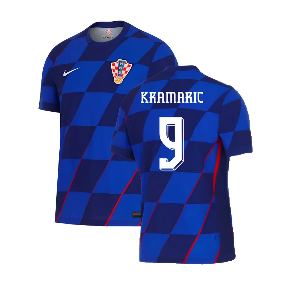 '24-'25 Croatia Away Shirt (Kramaric 9) Polyester Made By: Nike Men's Blue Medium