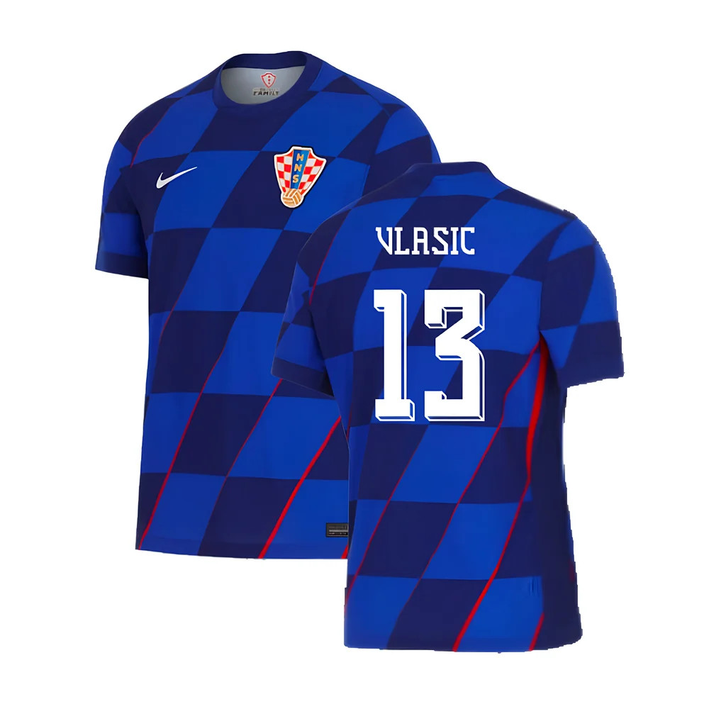 '24-'25 Croatia Away Shirt (Vlasic 13) Polyester Made By: Nike Men's Blue Medium