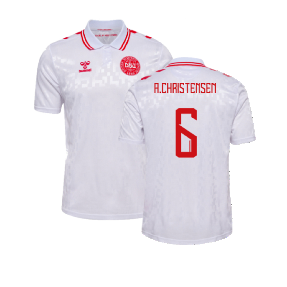 '24-'25 Denmark Away Shirt (A.christensen 6) Polyester Made By: Hummel Men's White Xxl