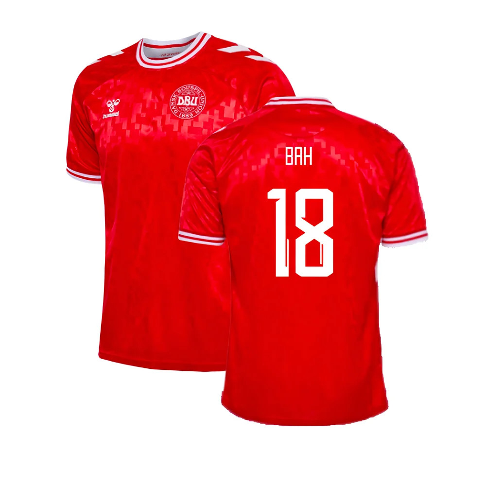 '24-'25 Denmark Home Shirt (Bah 18) Polyester Made By: Hummel Men's Red Medium