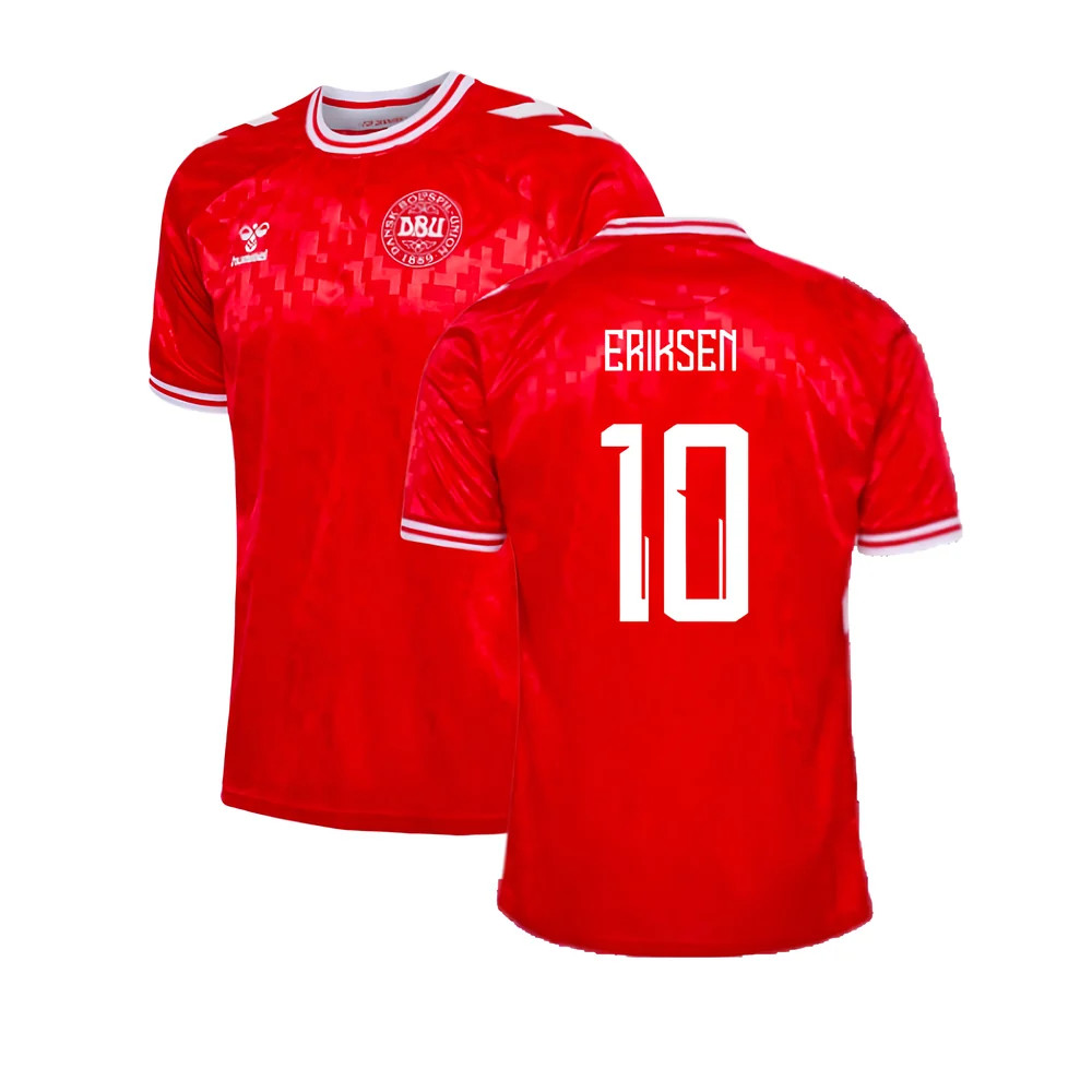 '24-'25 Denmark Home Shirt (Eriksen 10) Polyester Made By: Hummel Men's Red Xxl