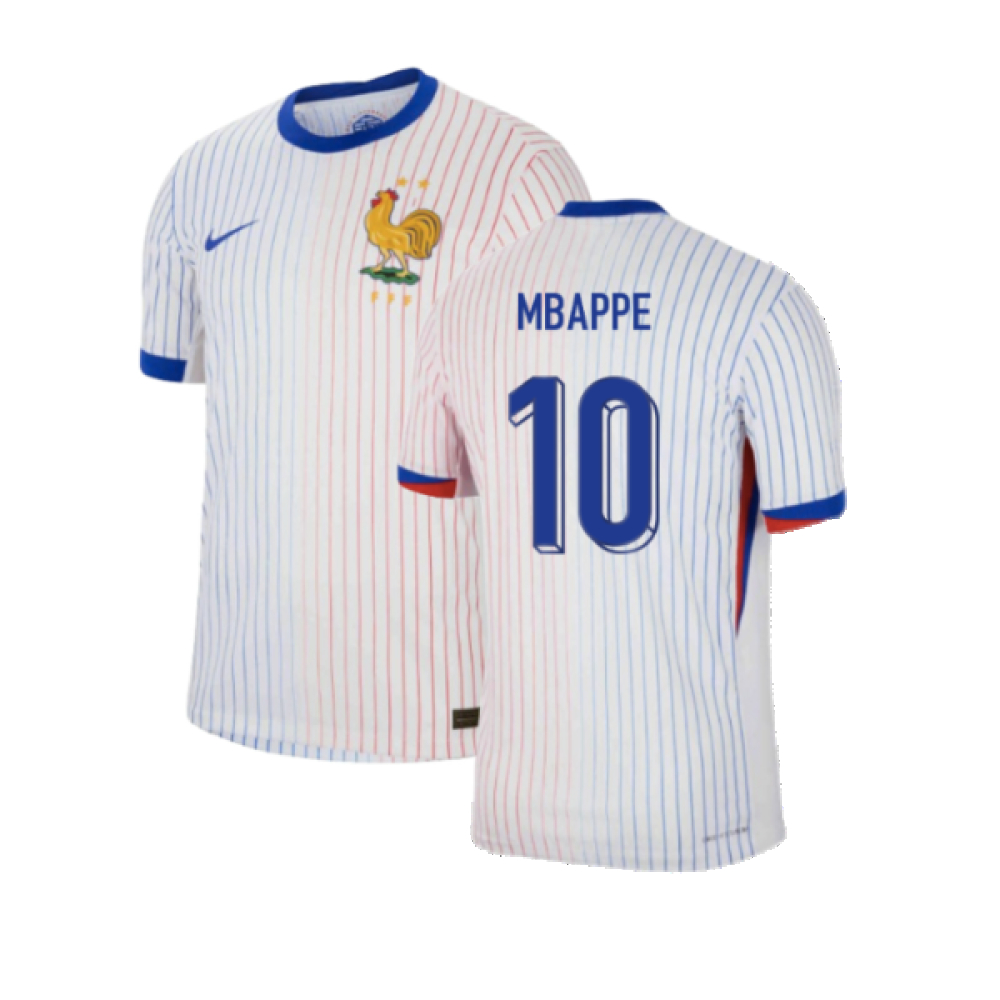 '24-'25 France Away Dri-Adv Match Shirt (Mbappe 10) Polyester Made By: Nike Men's White Small