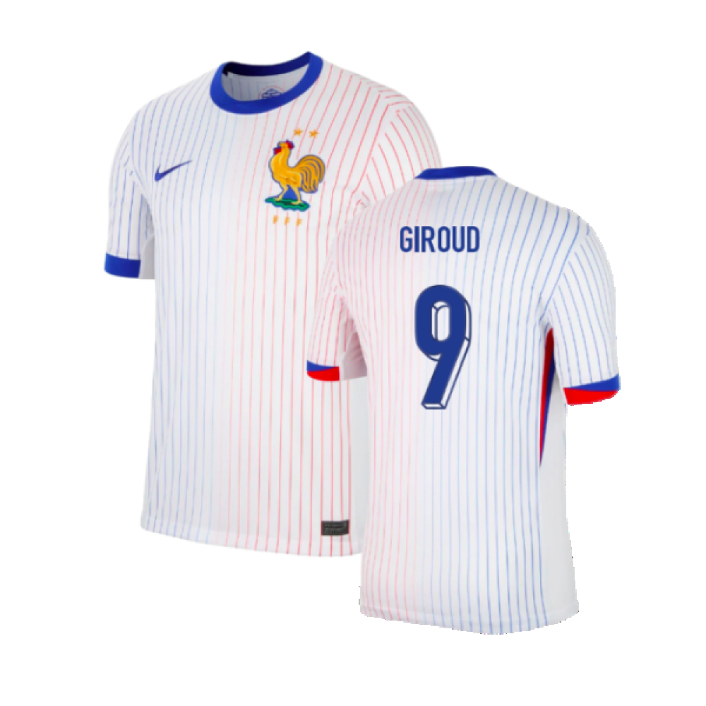 '24-'25 France Away Shirt (Giroud 9) Polyester Made By: Nike Men's White Xxl