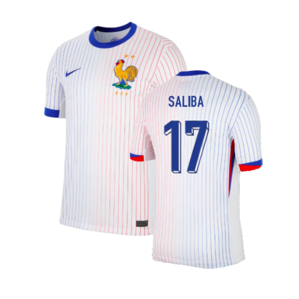 '24-'25 France Away Shirt (Saliba 17) Polyester Made By: Nike Men's White Xxl