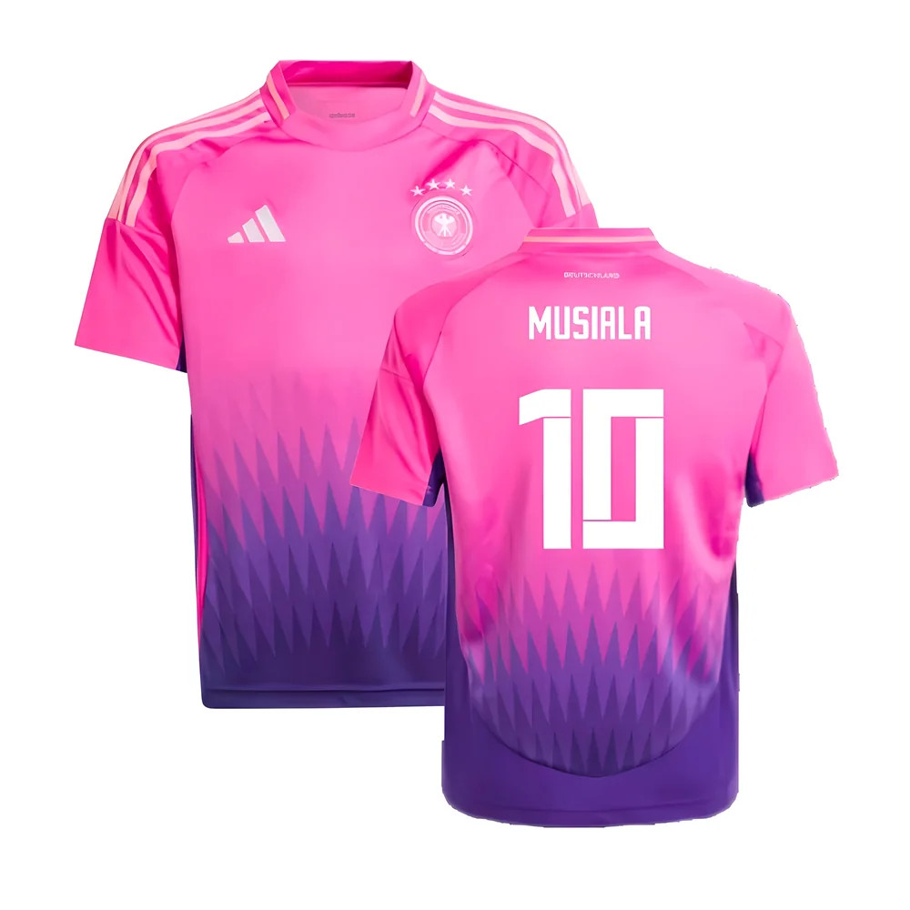 '24-'25 Germany Away Shirt (Kids) (Musiala 10) Polyester Made By: Adidas Unisex Kids Pink Size 7-8