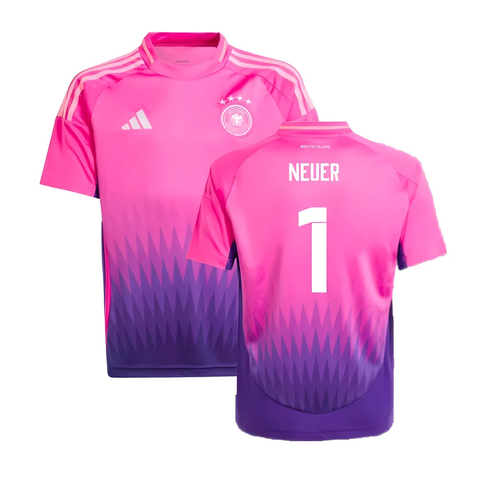 '24-'25 Germany Away Shirt (Kids) (Neuer 1) Polyester Made By: Adidas Unisex Kids Pink Size 7-8