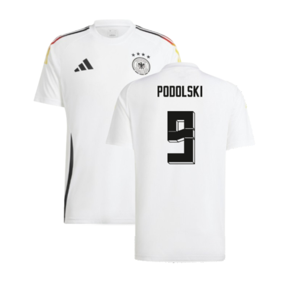 '24-'25 Germany Home Fan Shirt (Podolski 9) Polyester Made By: Adidas Men's White Medium