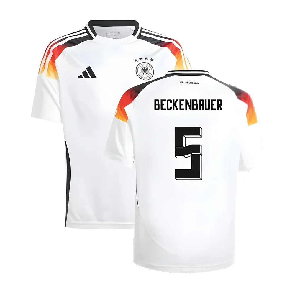'24-'25 Germany Home Shirt (Kids) (Beckenbauer 5) Polyester Made By: Adidas Unisex Kids White Size 7-8