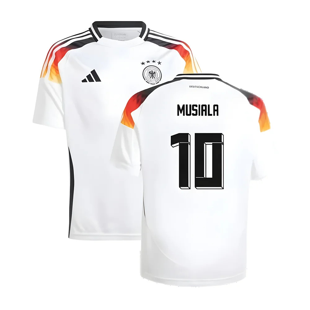 '24-'25 Germany Home Shirt (Kids) (Musiala 10) 7-8 Polyester Made By: Adidas Unisex Kids White Size 9-10
