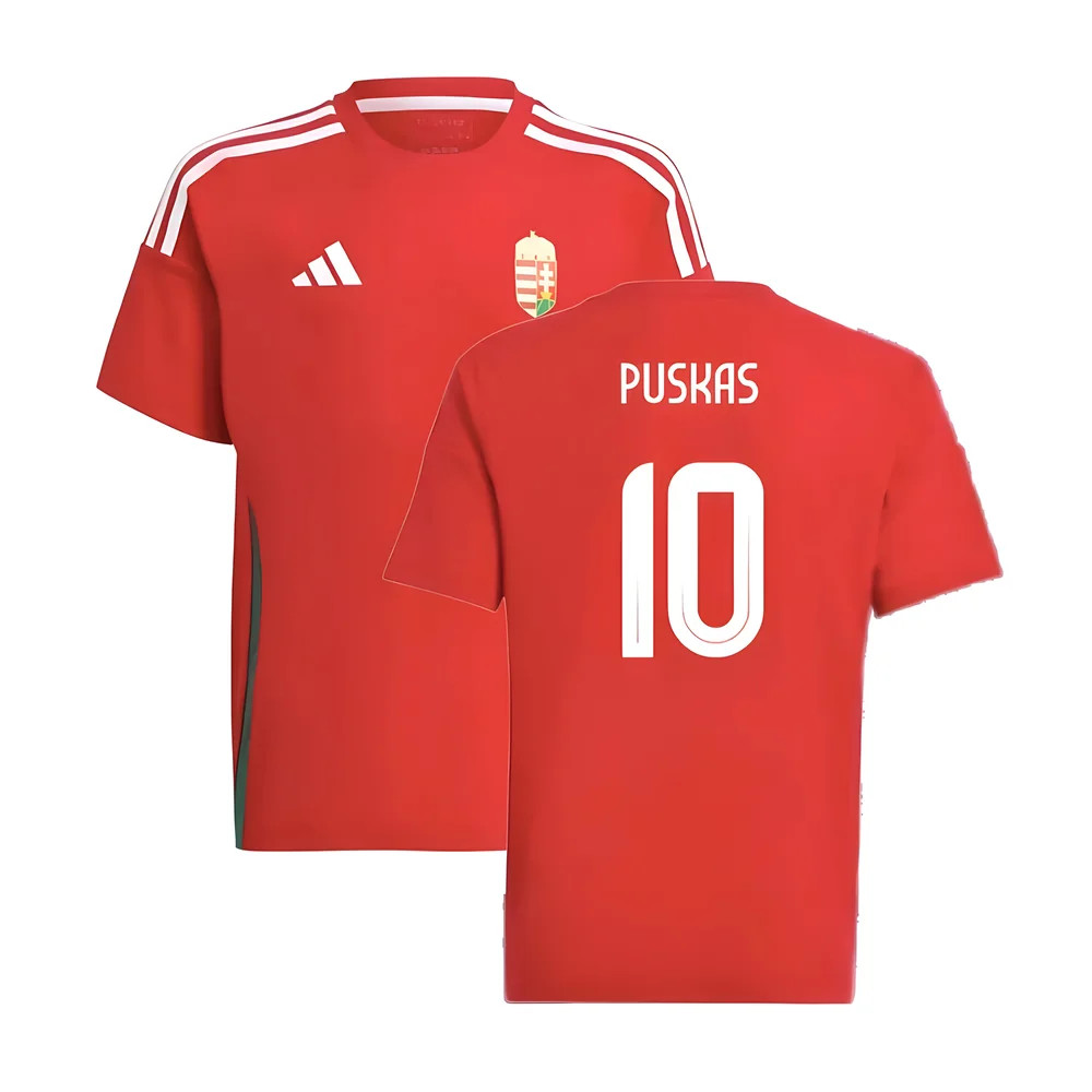 '24-'25 Hungary Home Fan Shirt (Kids) (Puskas 10) 9-10 Polyester Ferenc Puskas Made By: Adidas Unisex Kids Red Size 11-12
