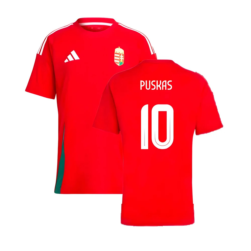 '24-'25 Hungary Home Fan Shirt (Puskas 10) Polyester Ferenc Puskas Made By: Adidas Men's Red Small