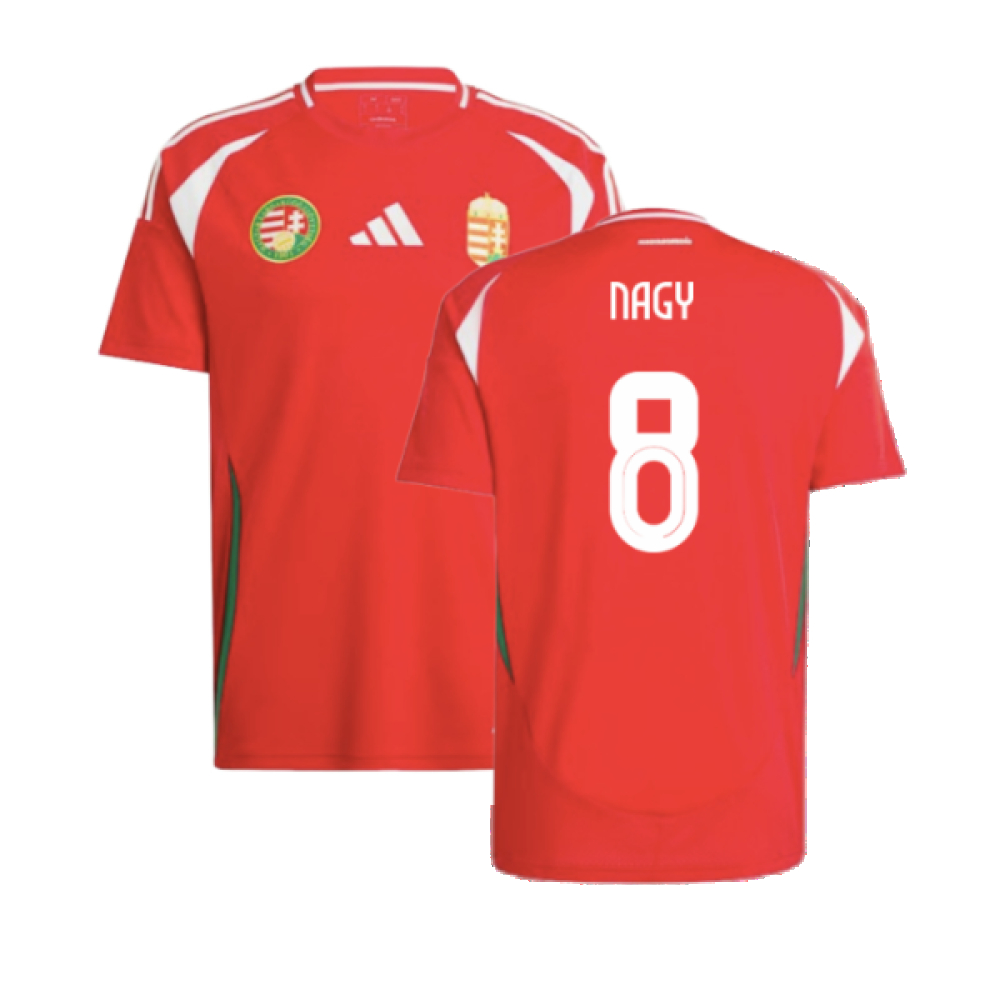 '24-'25 Hungary Home Shirt (Nagy 8) Polyester Ádám Nagy Made By: Adidas Men's Red Medium
