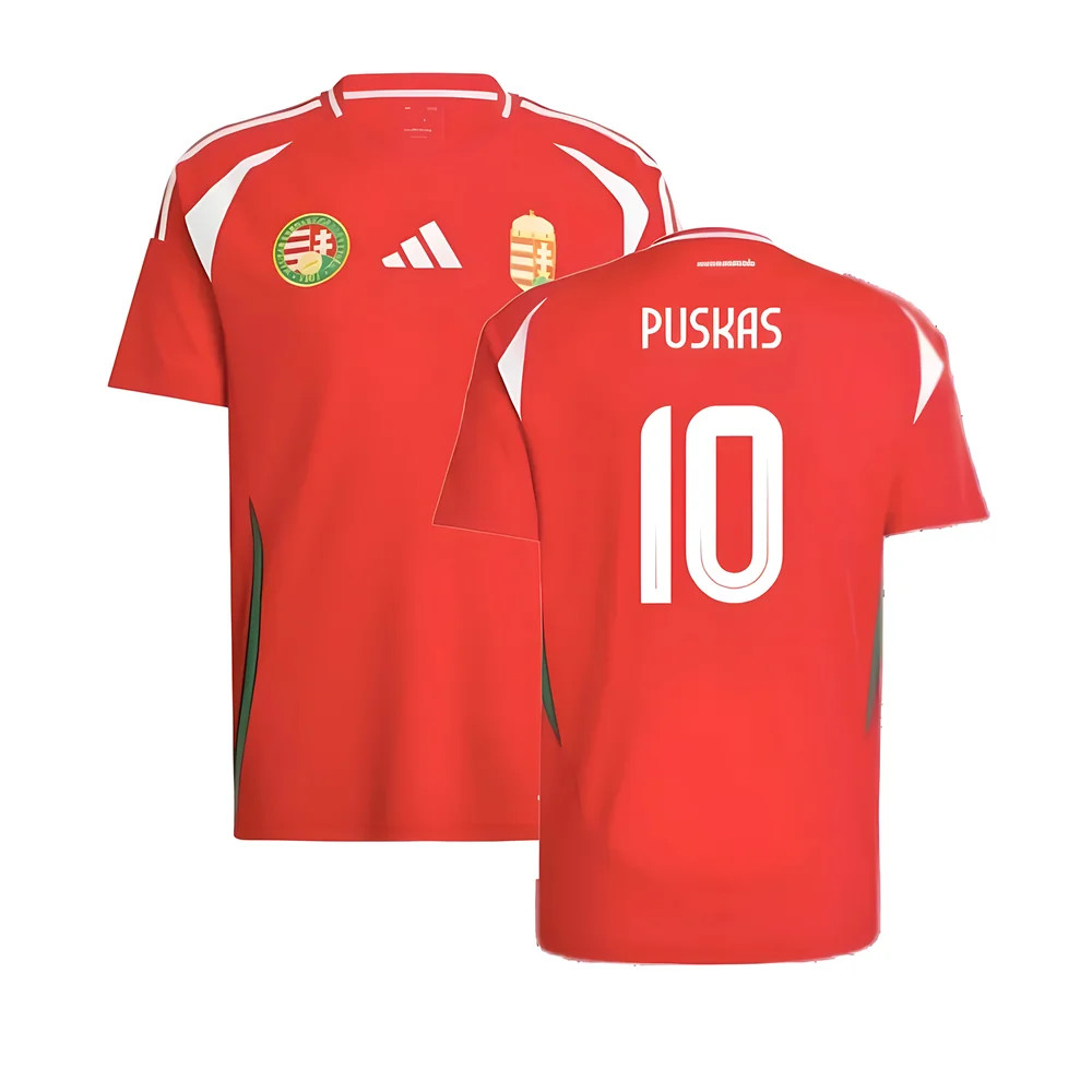 '24-'25 Hungary Home Shirt (Puskas 10) Polyester Ferenc Puskas Made By: Adidas Men's Red Medium