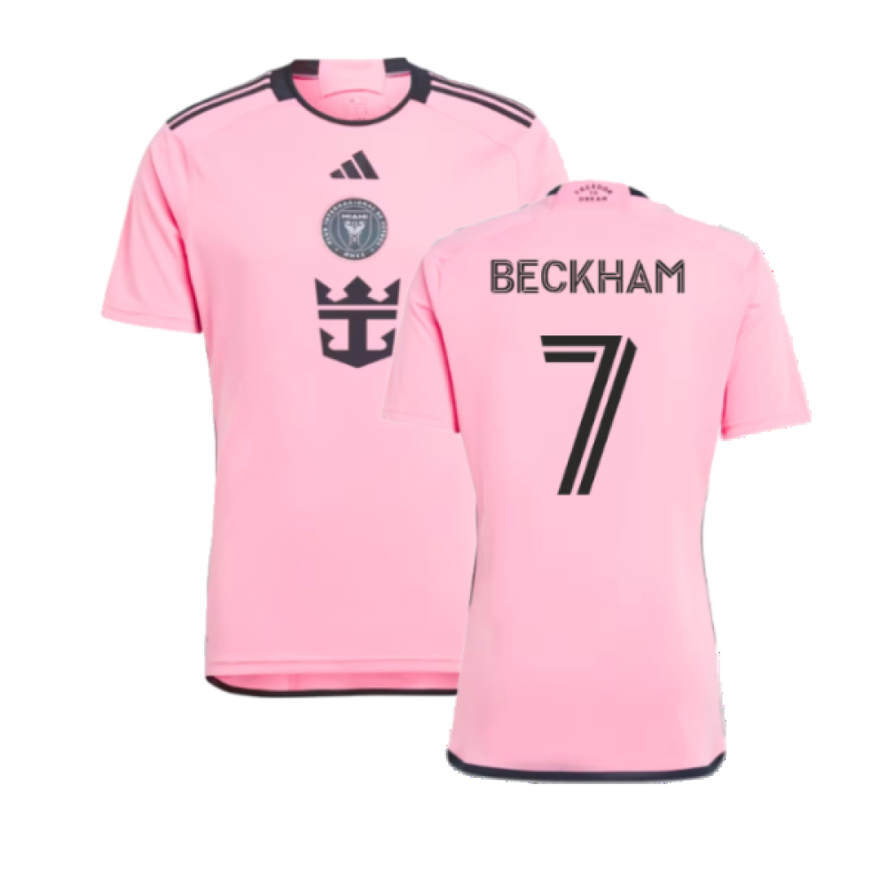 '24-'25 Inter Miami Home Shirt (Beckham 7) Polyester Made By: Adidas Men's Pink Xxl