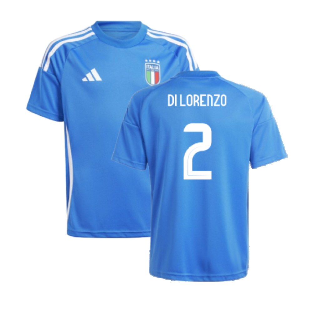 '24-'25 Italy Home Fan Jersey (Kids) (Di Lorenzo 2) Polyester Giovanni Di Lorenzo Made By: Puma Unisex Kids Blue Size 9-10