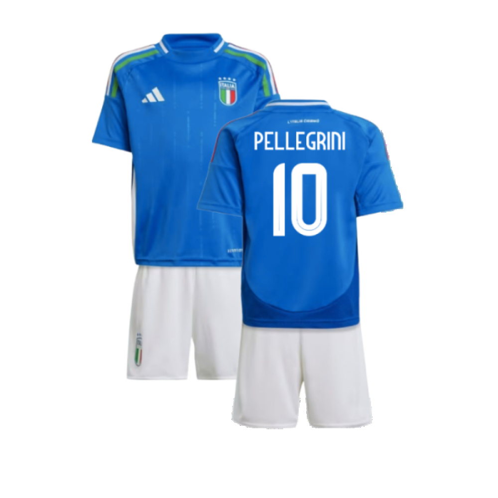 '24-'25 Italy Home Mini Kit (Pellegrini 10) Toddler's Polyester Lorenzo Pellegrini Made By: Adidas Unisex Toddler Blue Size 4-5