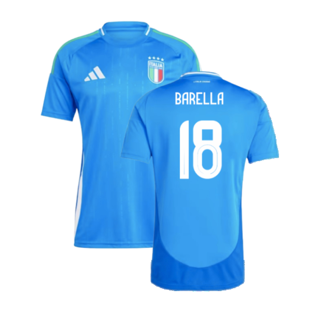 '24-'25 Italy Home Shirt (Barella 18) Polyester Nicolò Barella Made By: Adidas Men's Blue Large