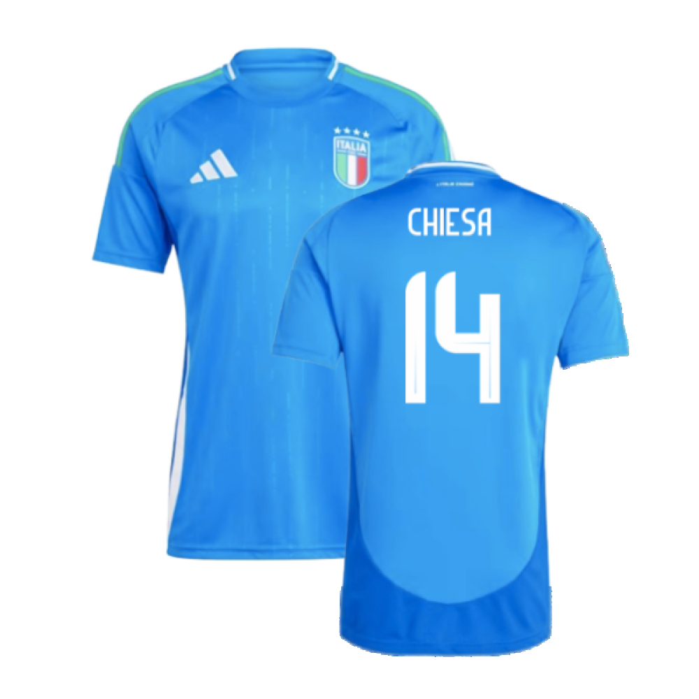 '24-'25 Italy Home Shirt (Chiesa 14) Polyester Federico Chiesa Made By: Adidas Men's Blue Xxl