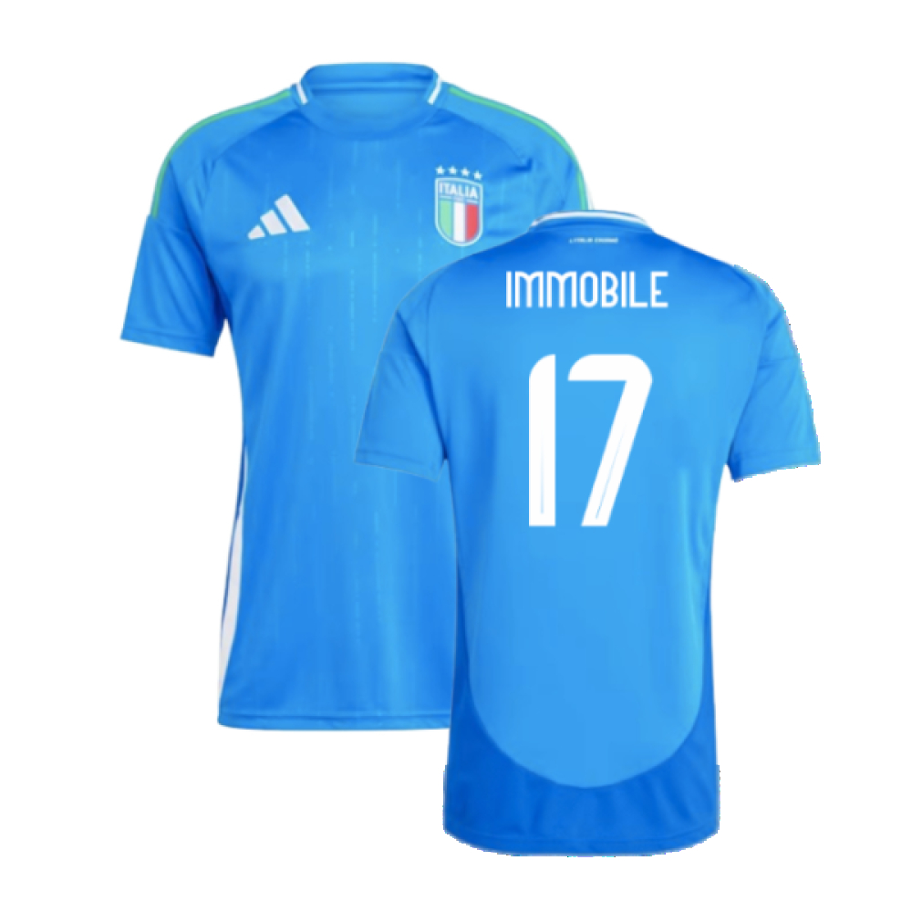 '24-'25 Italy Home Shirt (Immobile 17) Polyester Ciro Immobile Made By: Adidas Men's Blue Extra Small