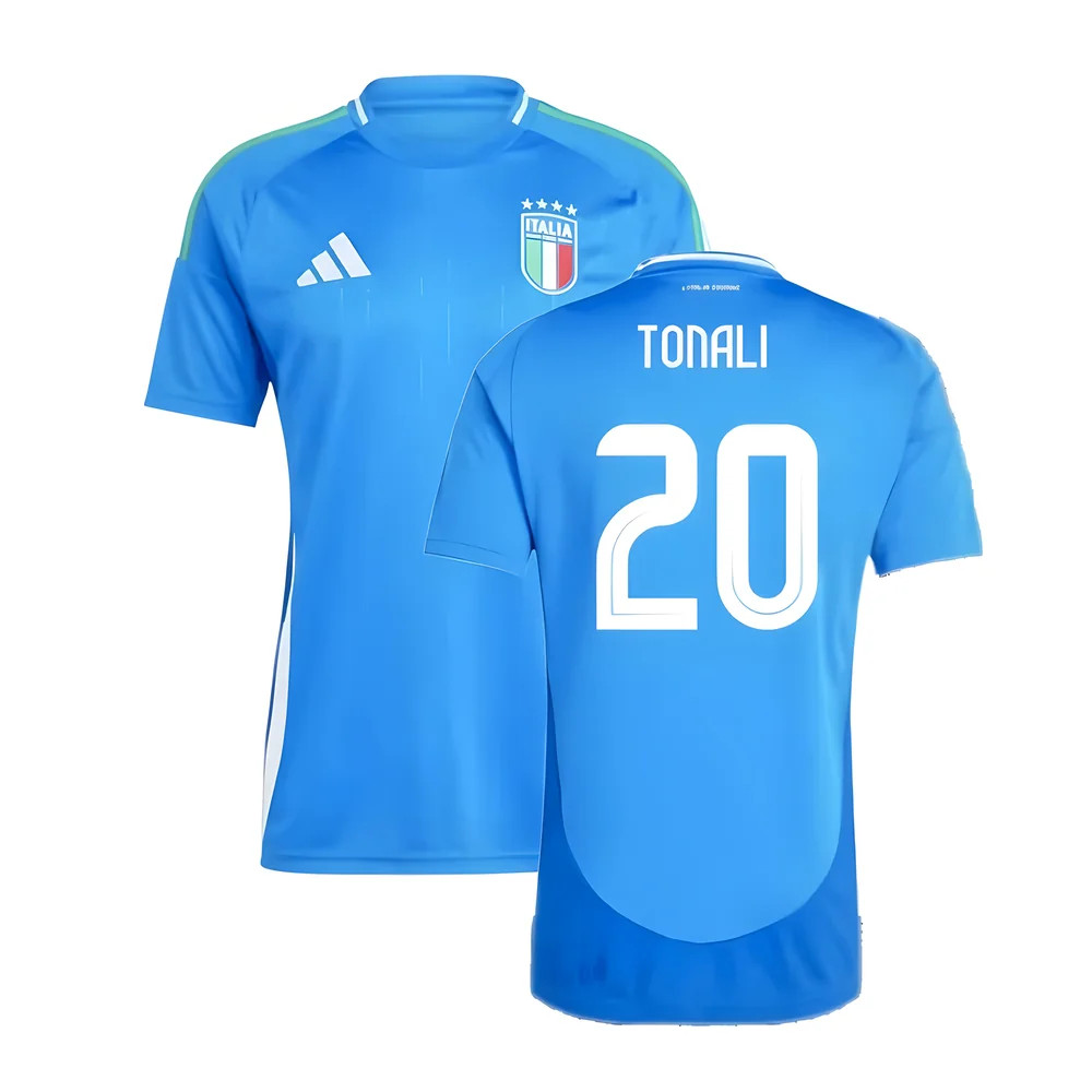 '24-'25 Italy Home Shirt (Tonali 20) Polyester Sandro Tonali Made By: Adidas Men's Blue Xxl