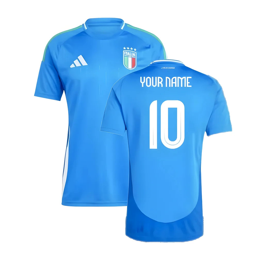 '24-'25 Italy Home Shirt (Your Name) Polyester Made By: Adidas Men's Blue Large