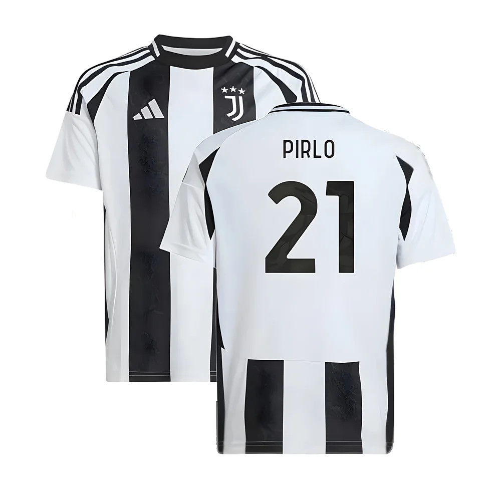 '24-'25 Juventus Home Shirt (Kids) (Pirlo 21) 7-8 Polyester Made By: Adidas Unisex Kids Black Size 9-10