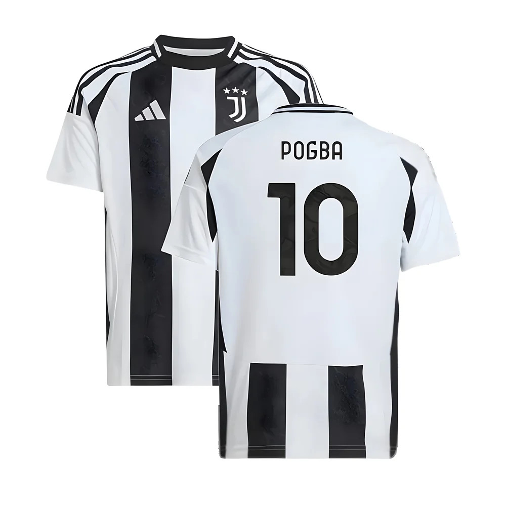 '24-'25 Juventus Home Shirt (Kids) (Pogba 10) 7-8 Polyester Made By: Adidas Unisex Kids Black Size 9-10