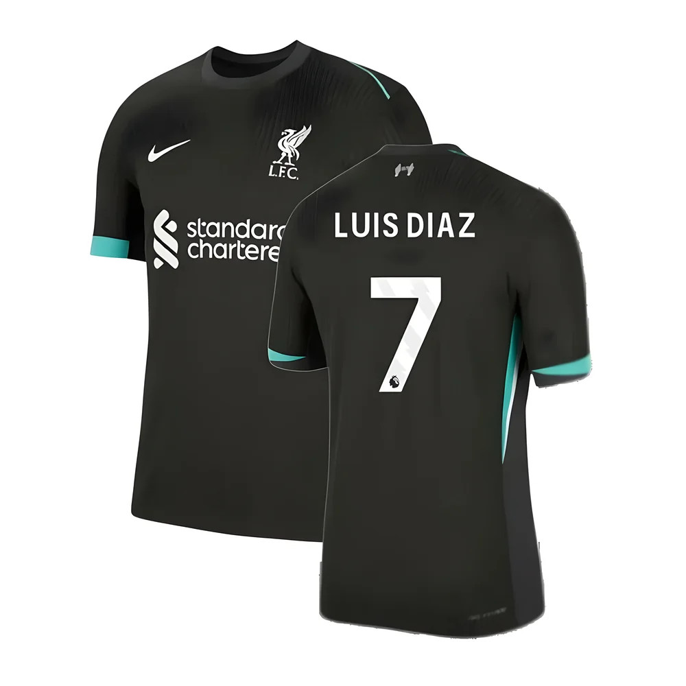 '24-'25 Liverpool Dri-Fit Adv Authentic Away Shirt (Luis Diaz 7) Polyester Made By: Nike Men's Black Small