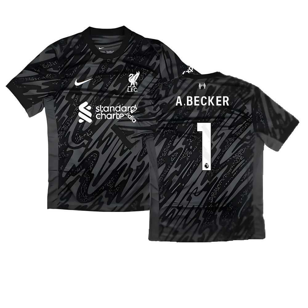 '24-'25 Liverpool Home Goalkeeper Shirt (Black) (A.becker 1) Polyester Made By: Nike Men's Black Xxl