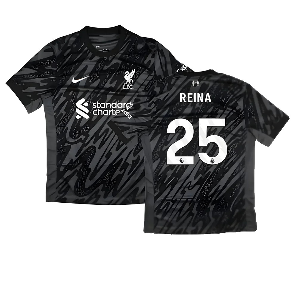 '24-'25 Liverpool Home Goalkeeper Shirt (Black) (Reina 25) Polyester Made By: Nike Men's Black Extra Small