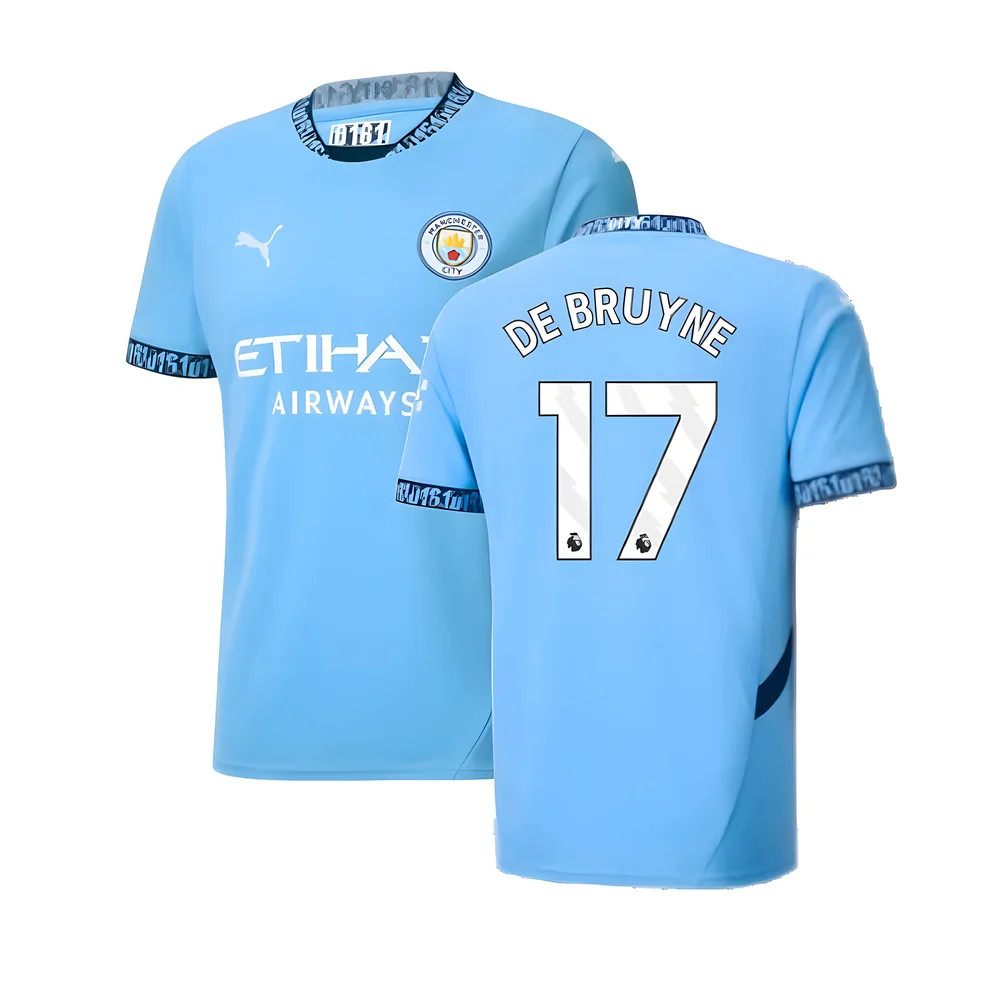 '24-'25 Man City Home Shirt (De Bruyne 17) Polyester Manchester City Made By: Puma Men's Blue Small