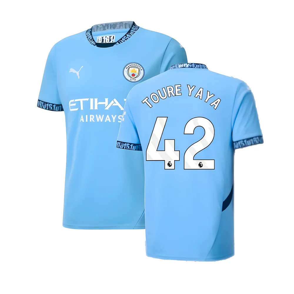 '24-'25 Man City Home Shirt (Toure Yaya 42) Polyester Manchester City Made By: Puma Men's Blue Small