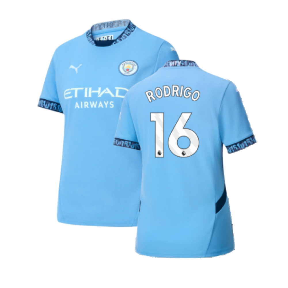 '24-'25 Man City Home Shirt () (Rodrigo 16) Polyester Manchester City Made By: Puma Women's Blue Medium